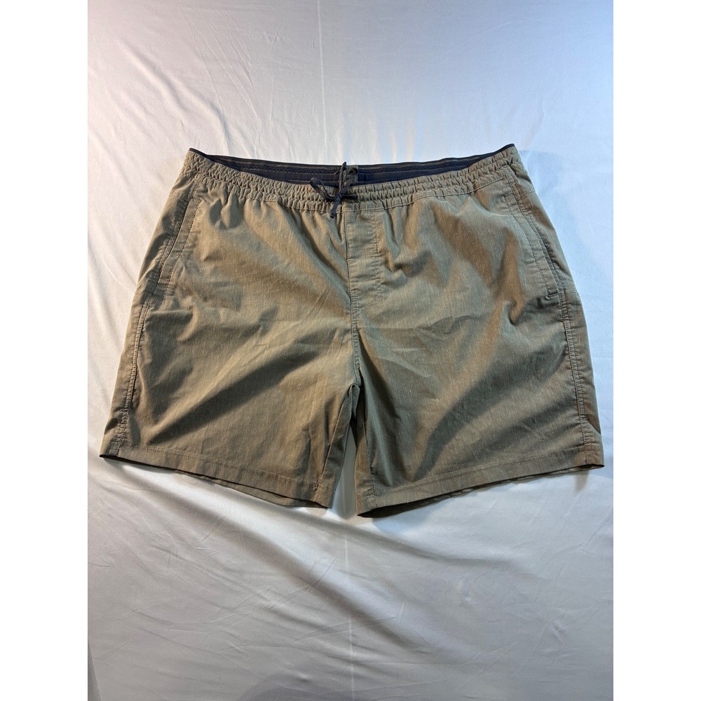 Kuhl Mens XXL Khaki Tan Hemp Blend Hybrid Shorts Elastic Waist Hiking Travel